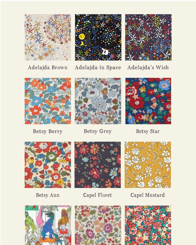 Magnificent Stanley Liberty print fabric choices. 12 Tana Lawn cotton prints.