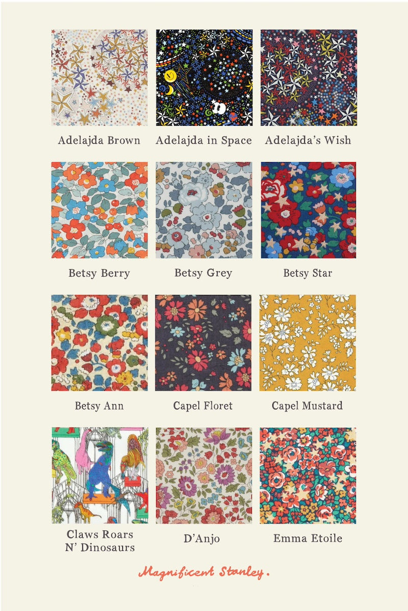 Magnificent Stanley Liberty print fabric choices. 12 Tana Lawn cotton prints.