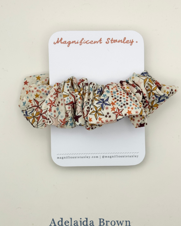 Magnificent Stanley Liberty print hair scrunchie in adelajda brown star print