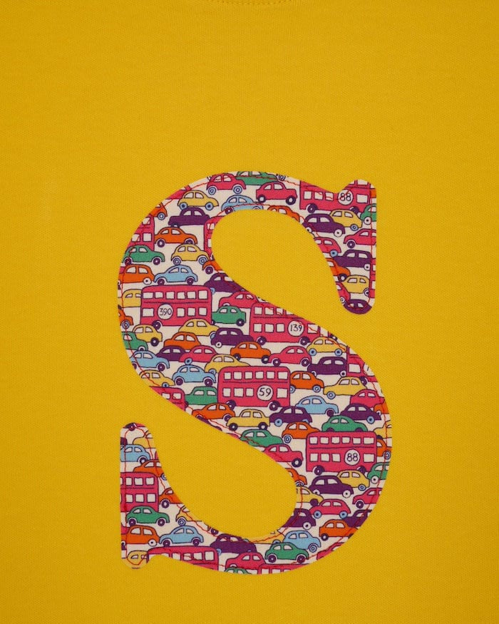 Magnificent Stanley Tee Initial Yellow T-Shirt in Hop On Hop Off Red Liberty Print