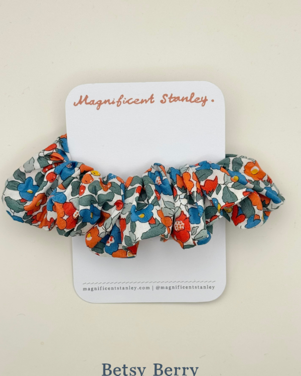 Magnificent Stanley Liberty print hair scrunchie in betsy berry floral berry print