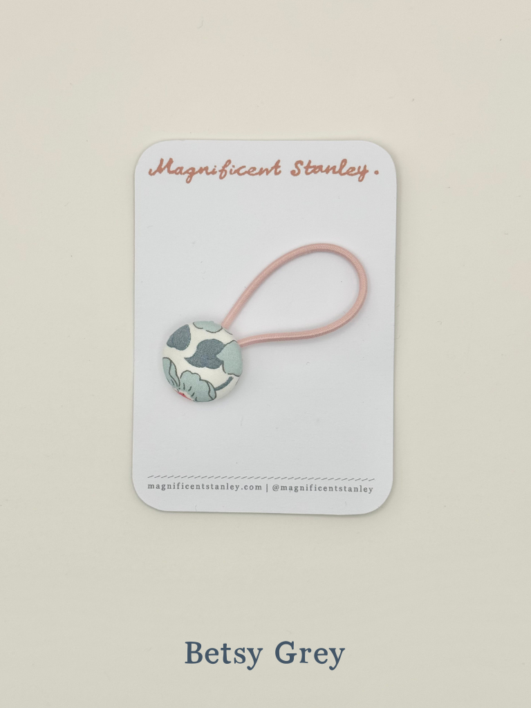 Magnificent Stanley betsy grey Liberty Print pair of pink Hair Bobble elastics