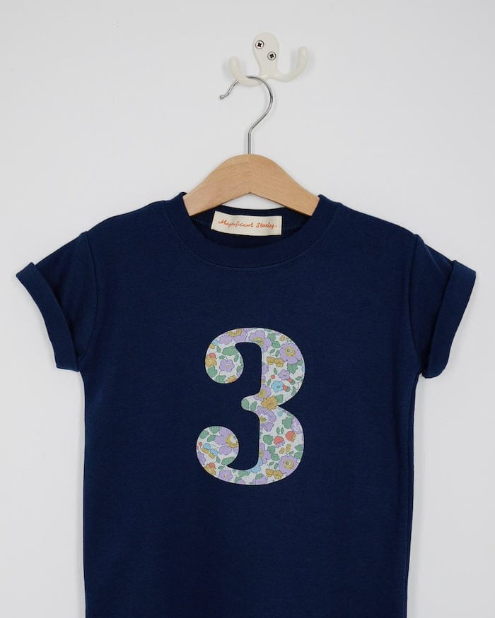 Magnificent Stanley Tee Number Navy T-Shirt in Betsy Purple Liberty Print