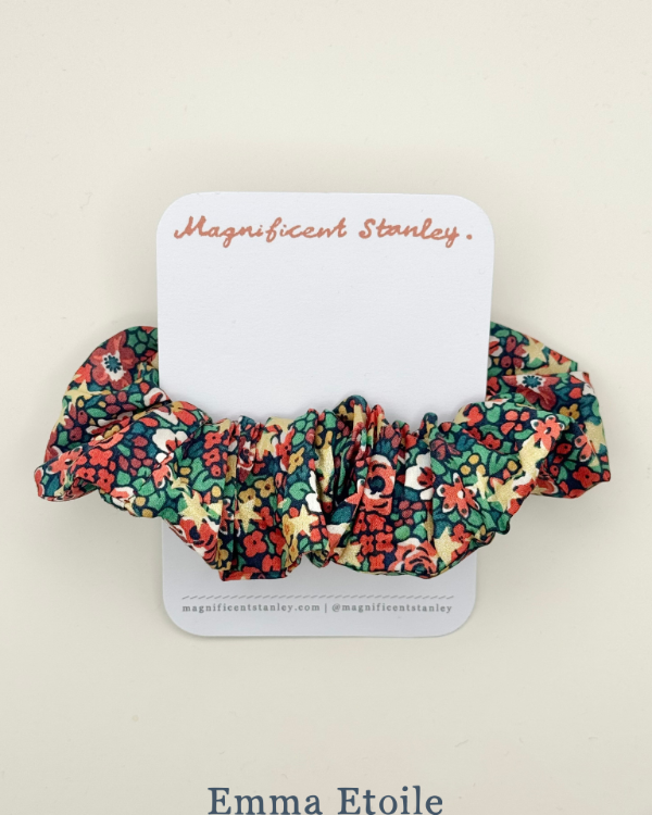 Magnificent Stanley Liberty print hair scrunchie in festive emma etoile print