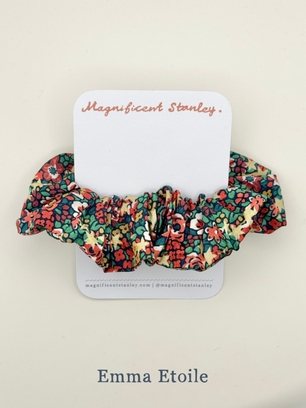 Magnificent Stanley Liberty print hair scrunchie in festive emma etoile print