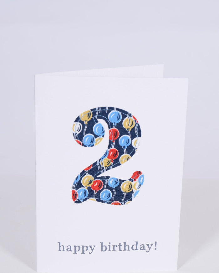Magnificent Stanley Cards Liberty Print Birthday Card 2nd birthday number 2 card in Liberty balloon print