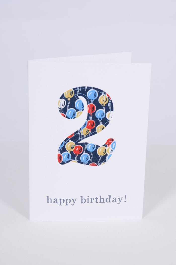 Magnificent Stanley Cards Liberty Print Birthday Card 2nd birthday number 2 card in Liberty balloon print
