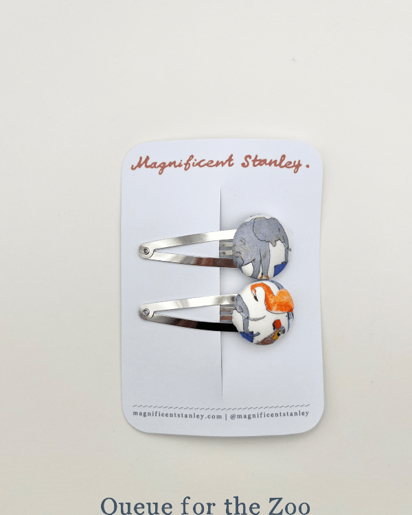 Magnificent Stanley Liberty Print Bobble Hair Clips in queue for the zoo animal print