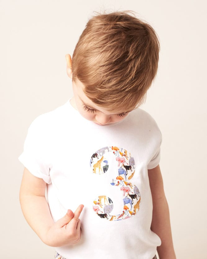 Magnificent Stanley Tee CREATE YOUR OWN Personalised or Age Liberty Print White T-Shirt