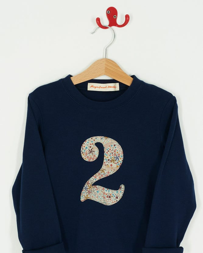 Magnificent Stanley Tee CREATE YOUR OWN Personalised or Number Liberty Print Navy T-Shirt