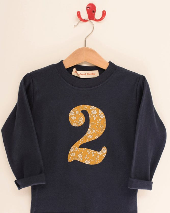 Magnificent Stanley Tee CREATE YOUR OWN Personalised or Number Liberty Print Navy T-Shirt