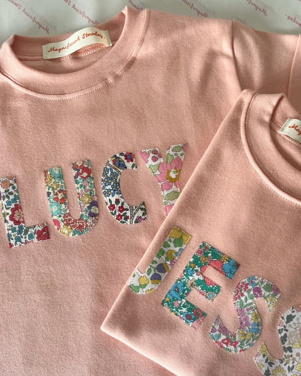 Magnificent Stanley Tee Dusty Pink Name Tee in Choice of Liberty Print