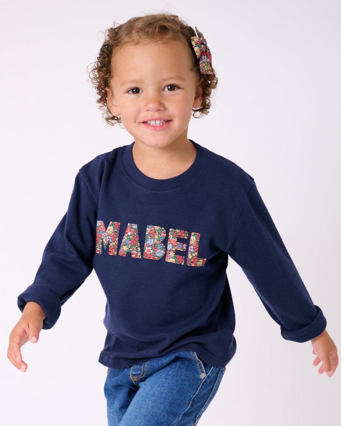 Magnificent Stanley Tee Name Navy Tee in Choice of Liberty Print