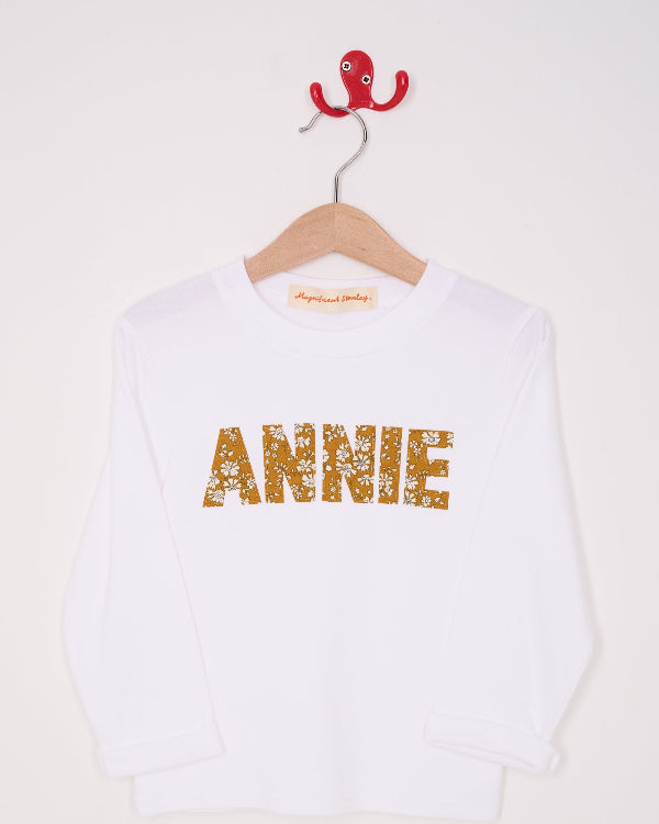 Magnificent Stanley Tee Name White T-Shirt in Choice of Liberty Print