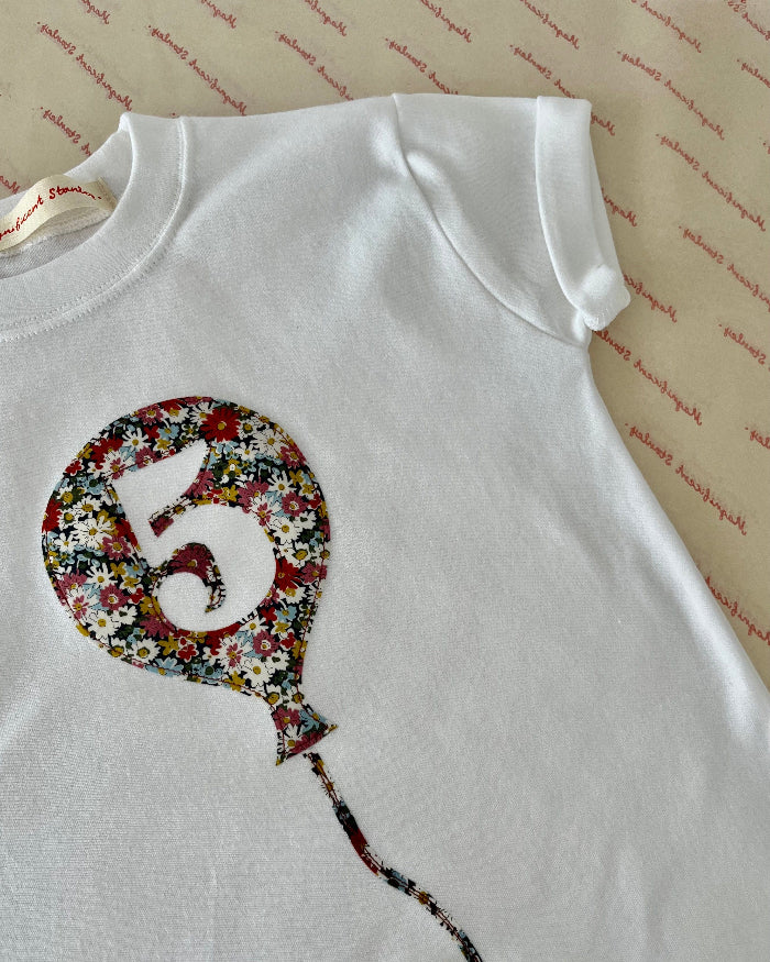 Magnificent Stanley Tee Number Balloon White T-Shirt in Choice of Liberty Print