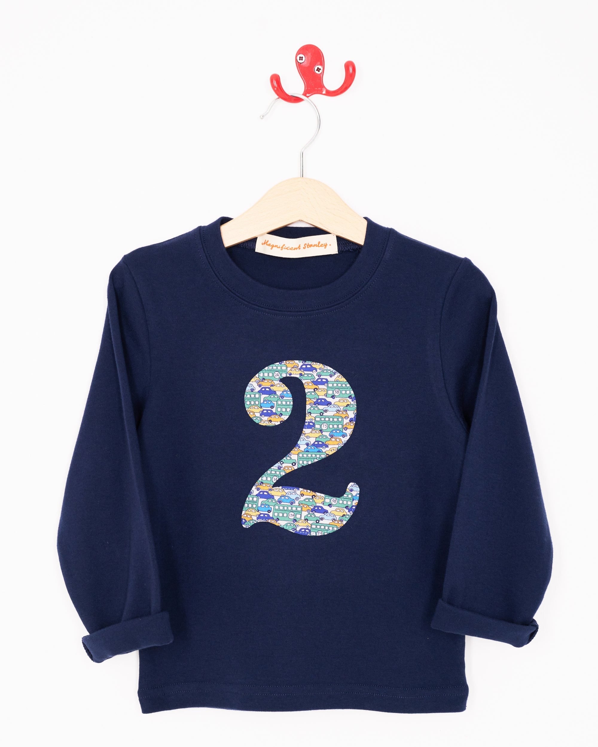Magnificent Stanley Tee Number Navy T-Shirt in Hop On Hop Off Liberty Print