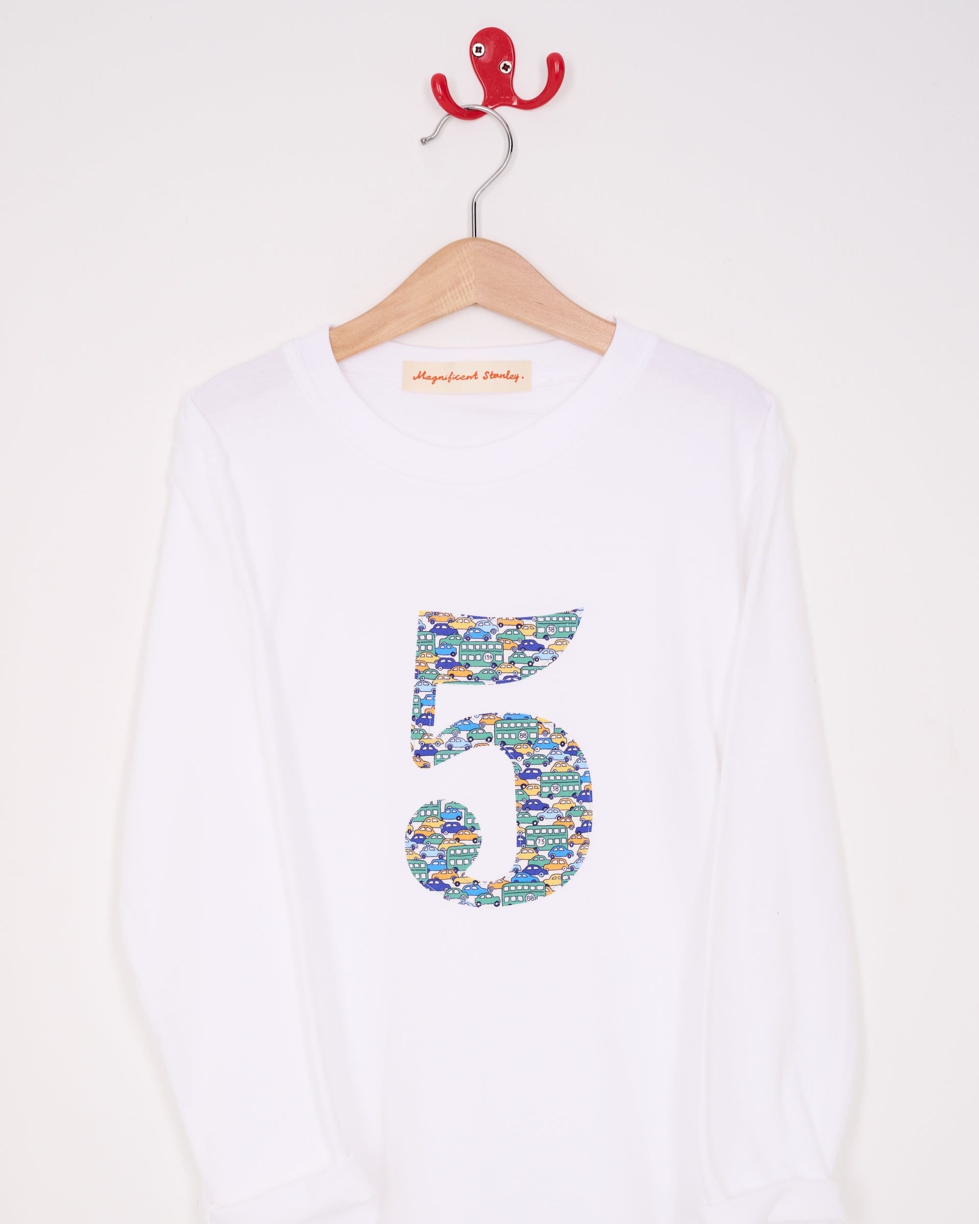 Magnificent Stanley Tee Number White T-Shirt in Hop On Hop Off Liberty Print