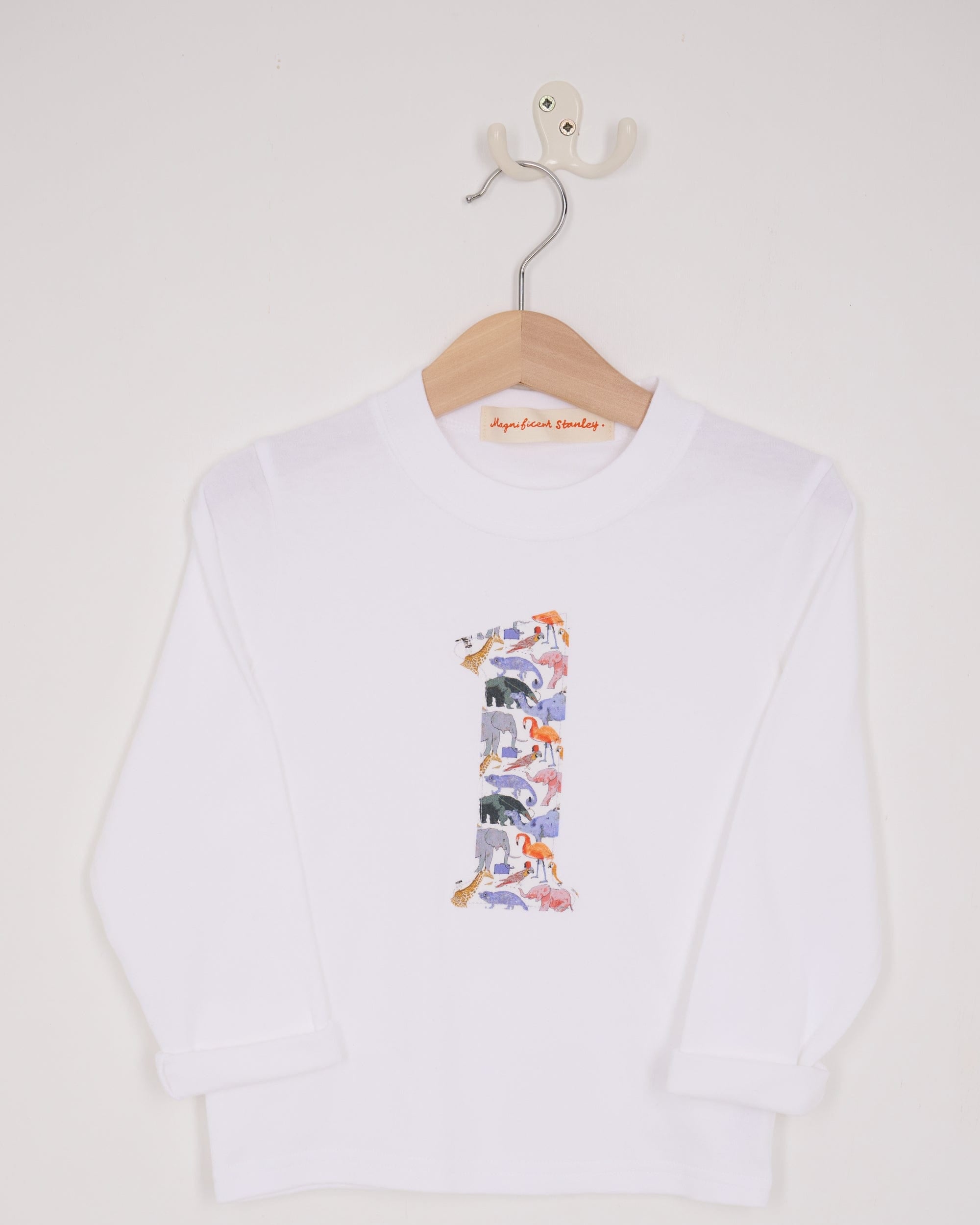 Magnificent Stanley Tee Number White T-Shirt in Queue For the Zoo Liberty Print