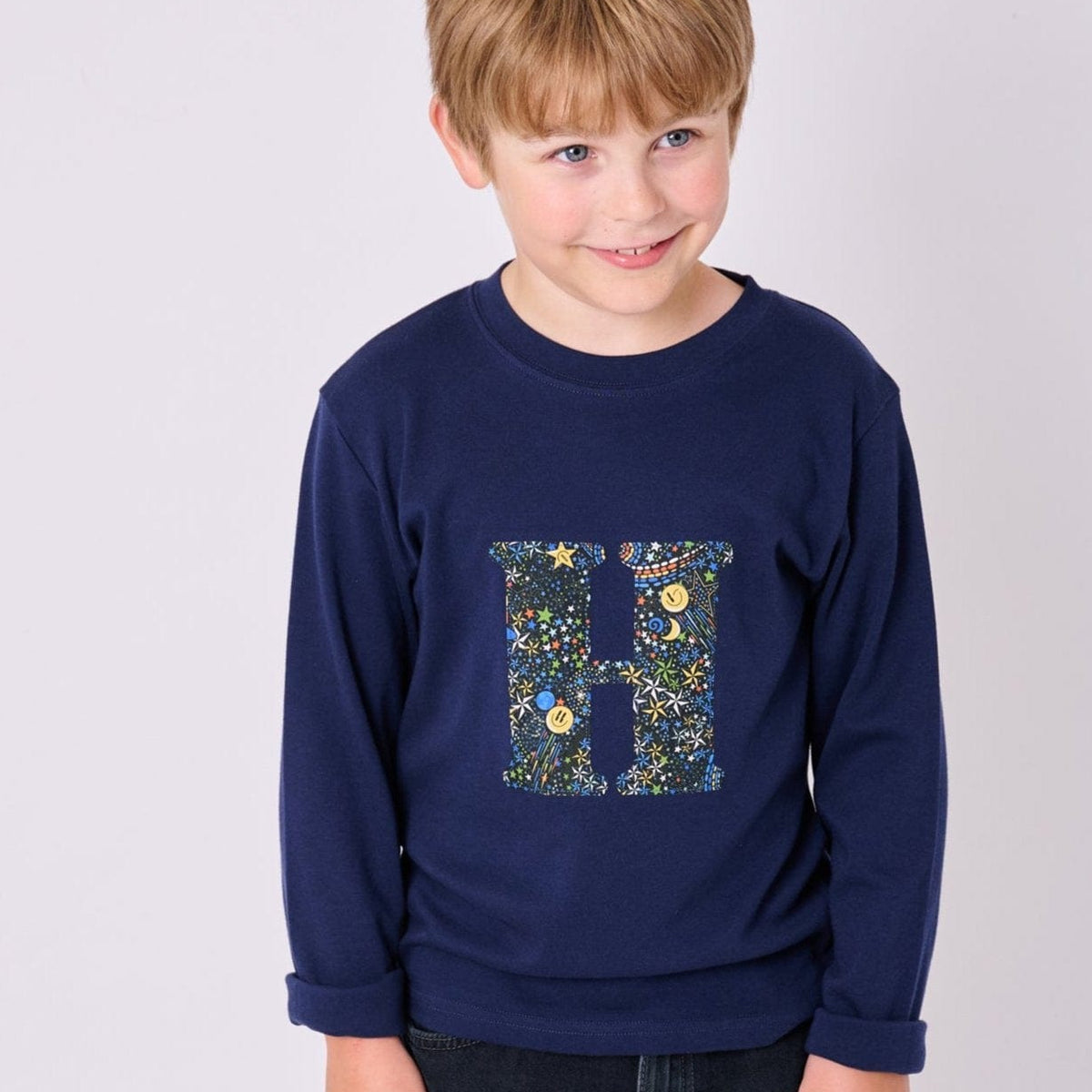 Magnificent Stanley Tee Personalised Navy T-Shirt in Adelajda in Space Liberty Print