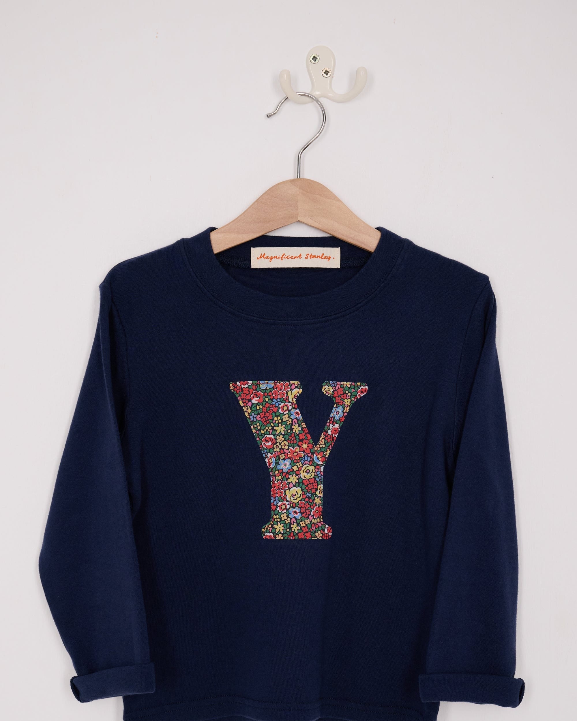 Magnificent Stanley Tee Personalised Navy T-Shirt in Emma Louise Liberty Print