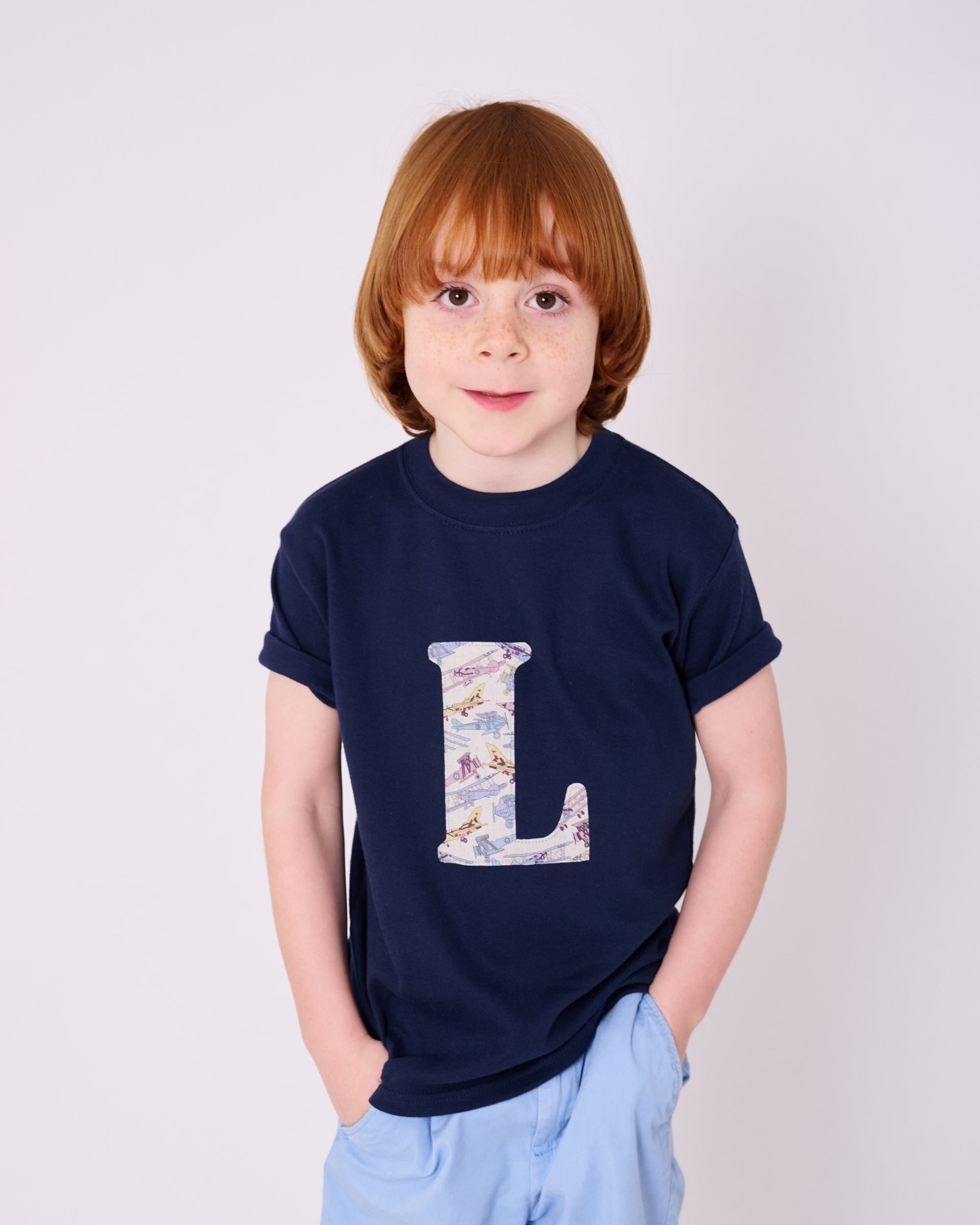 Magnificent Stanley Tee Personalised Navy T-Shirt in Tom's Jet Liberty Print