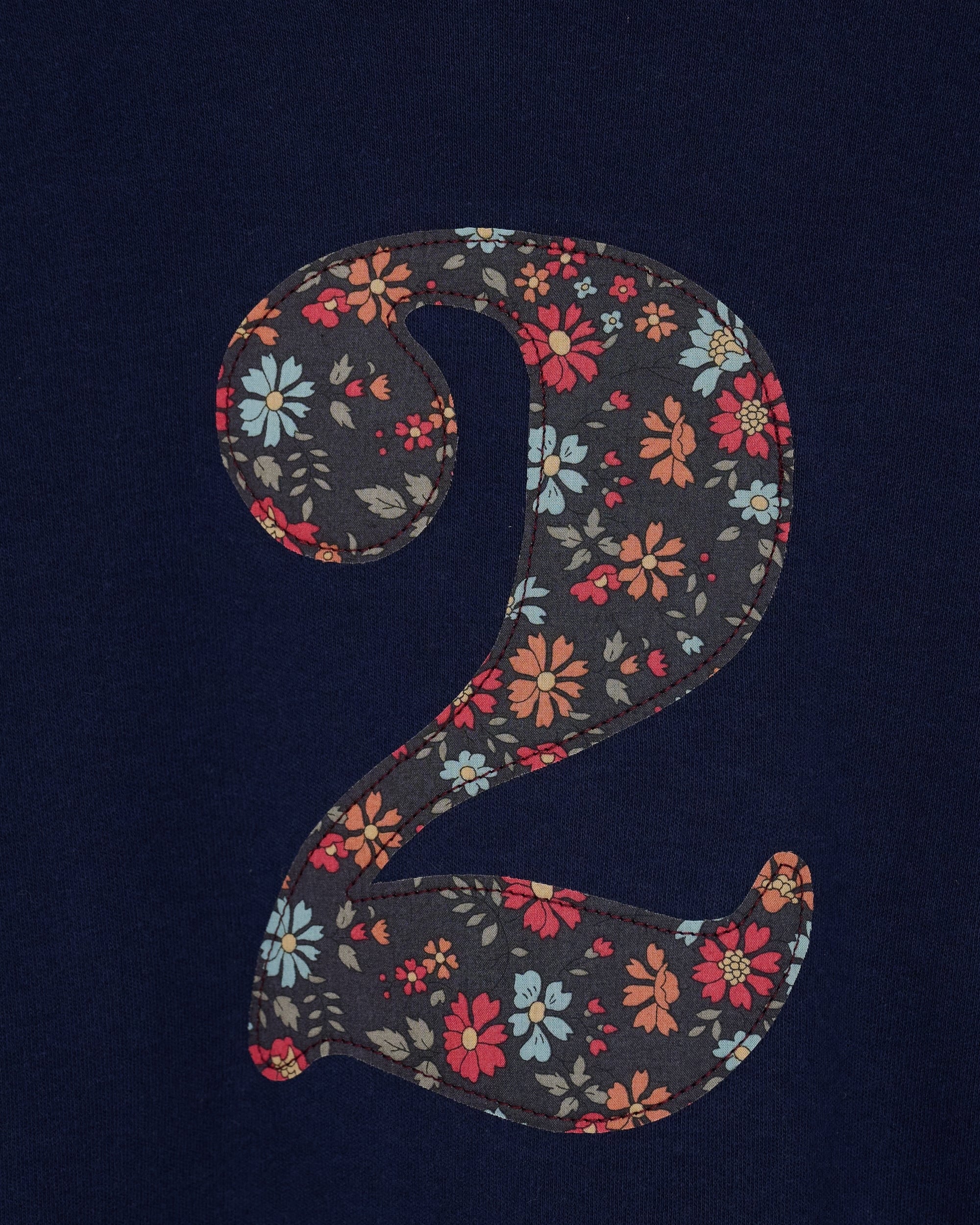Magnificent Stanley Tee Personalised or Age Navy T-Shirt in Capel Floret Liberty Print