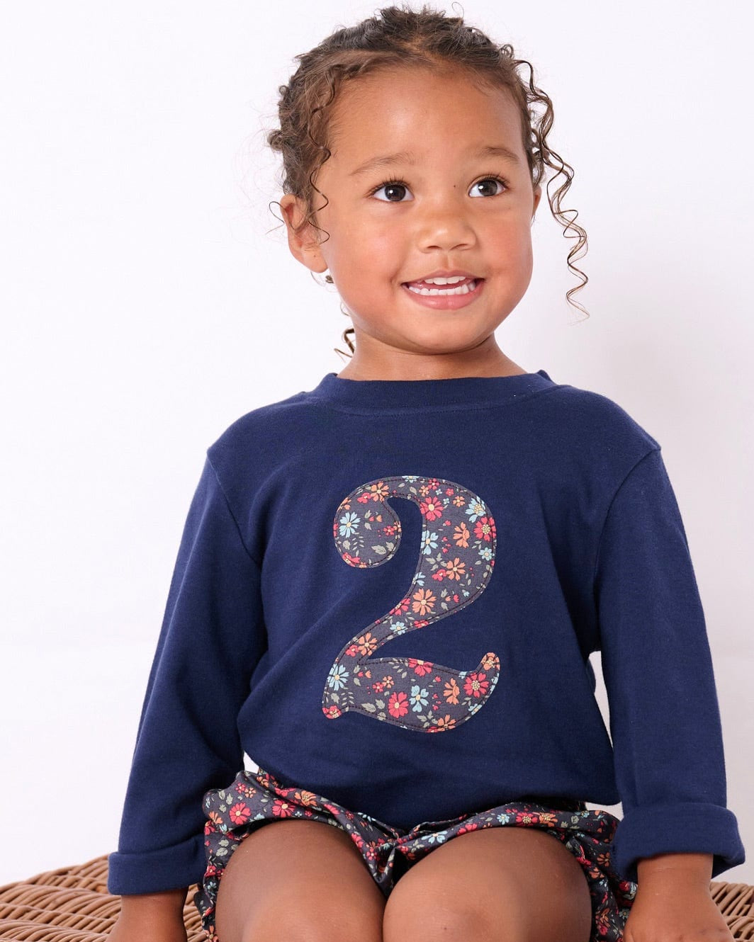 Magnificent Stanley Tee Personalised or Age Navy T-Shirt in Capel Floret Liberty Print