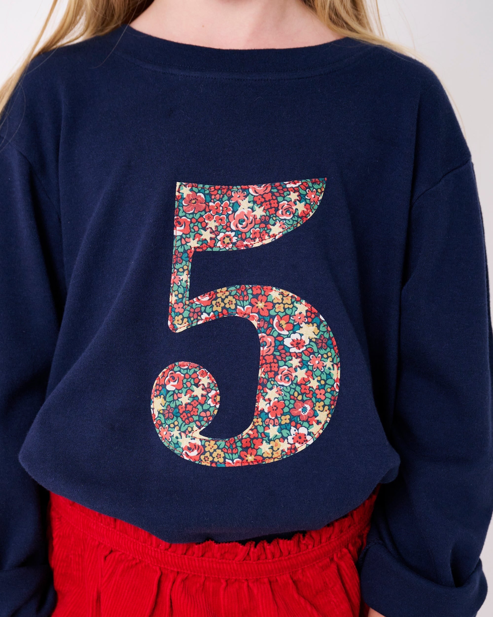 Magnificent Stanley Tee Personalised or Age Navy T-Shirt in Emma Etoile Liberty Print