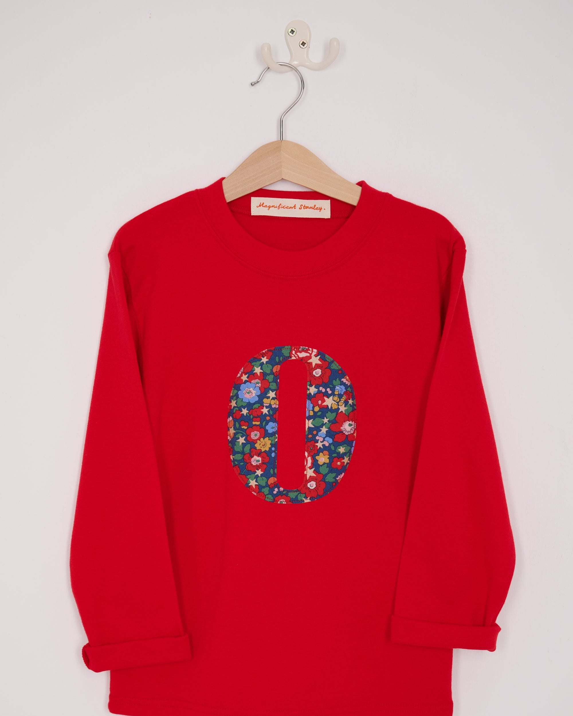 Magnificent Stanley Tee Personalised or Age Red T-Shirt in Betsy Star Liberty Print