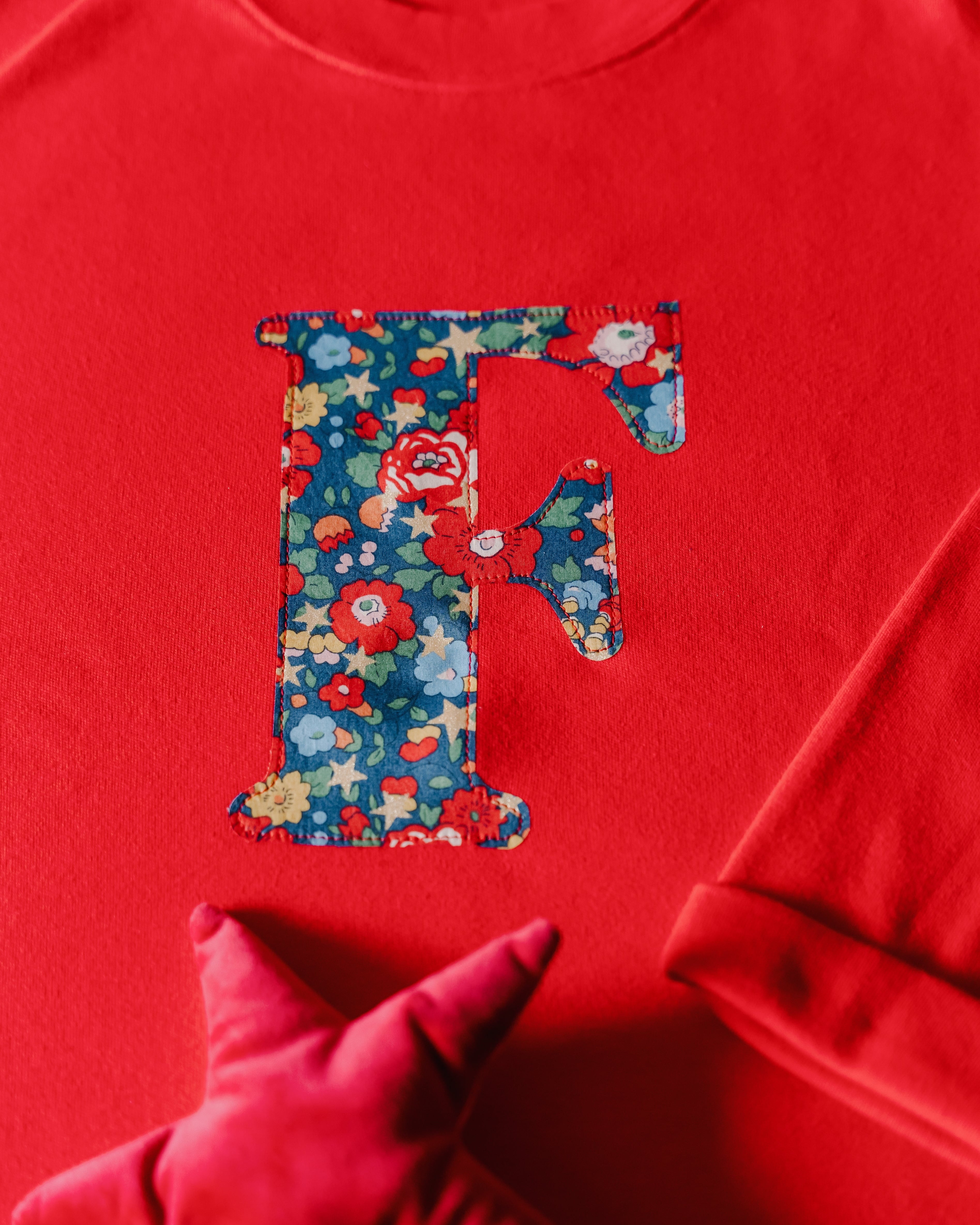Magnificent Stanley Tee Personalised or Age Red T-Shirt in Betsy Star Liberty Print