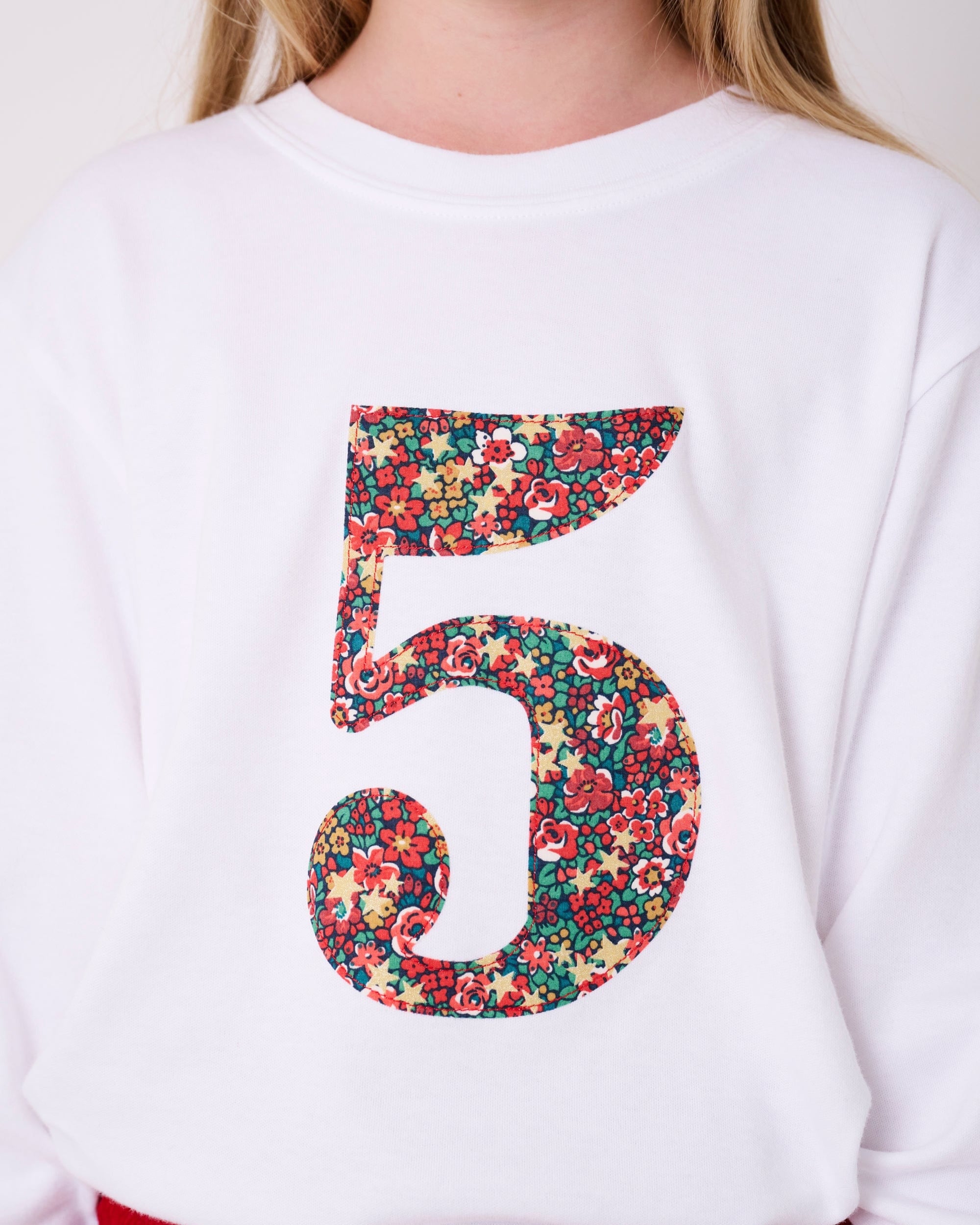 Magnificent Stanley Tee Personalised or Age White T-Shirt in Emma Etoile Liberty Print