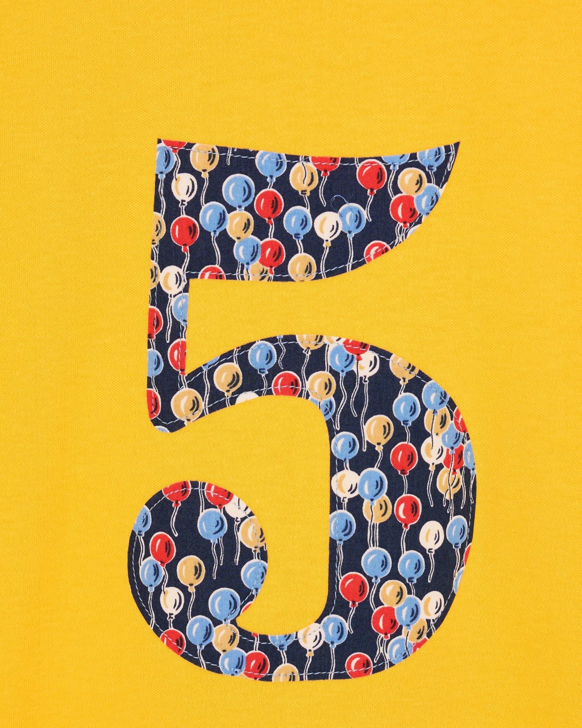 Magnificent Stanley Tee Personalised or Number Yellow T-Shirt in Ethan's Party Liberty Print