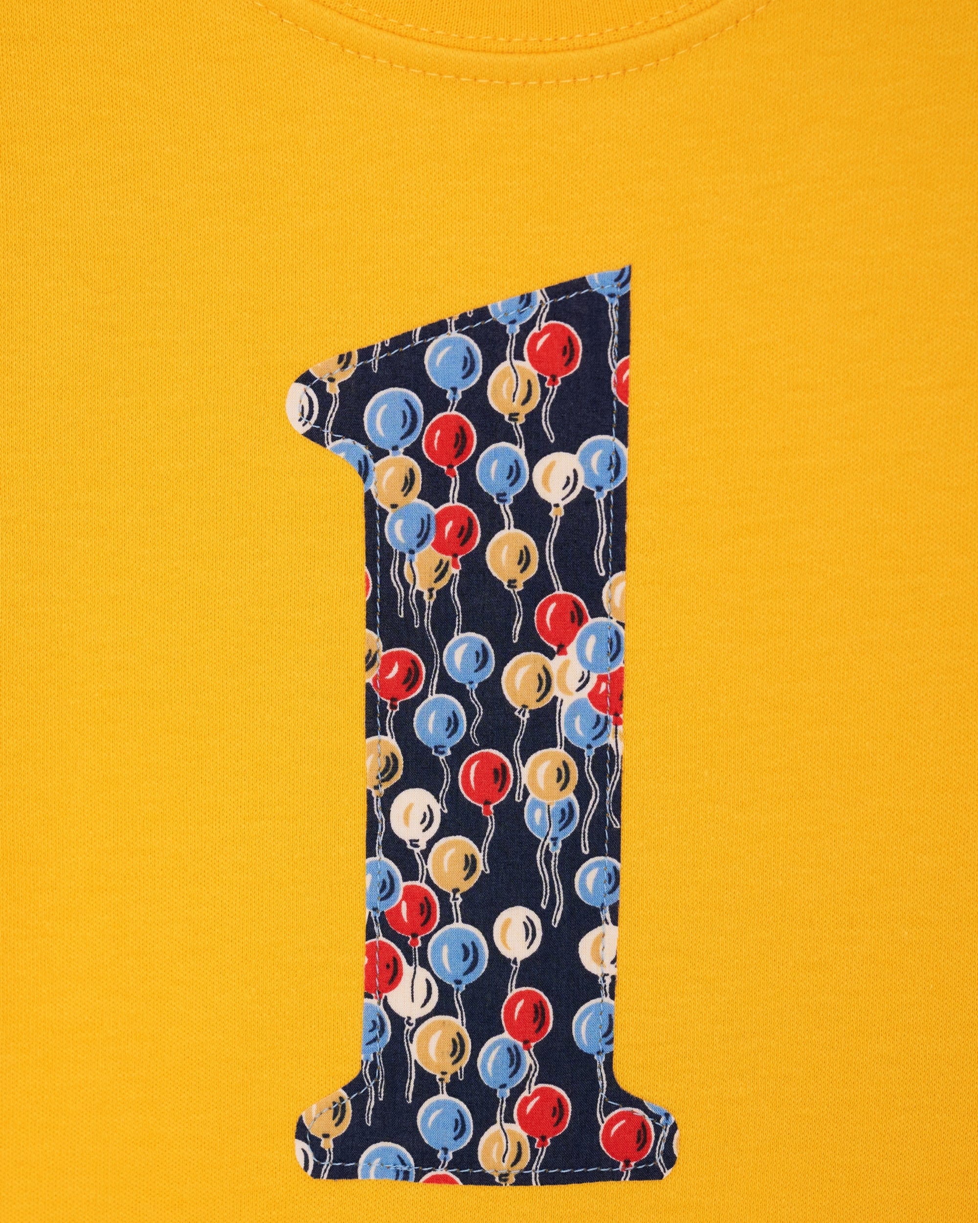 Magnificent Stanley Tee Personalised or Number Yellow T-Shirt in Ethan's Party Liberty Print