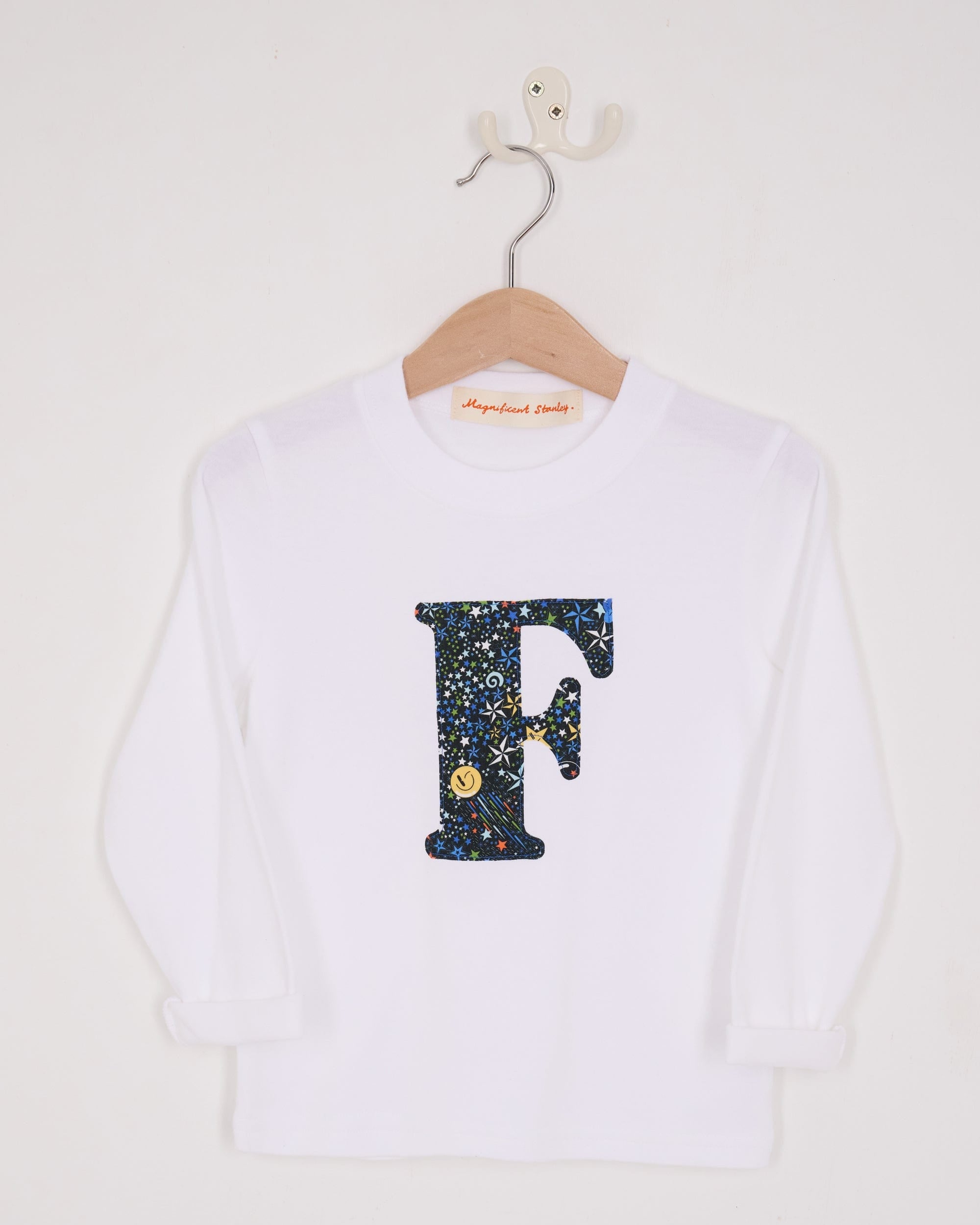 Magnificent Stanley Tee Personalised White T-Shirt in Adelajda in Space Liberty Print