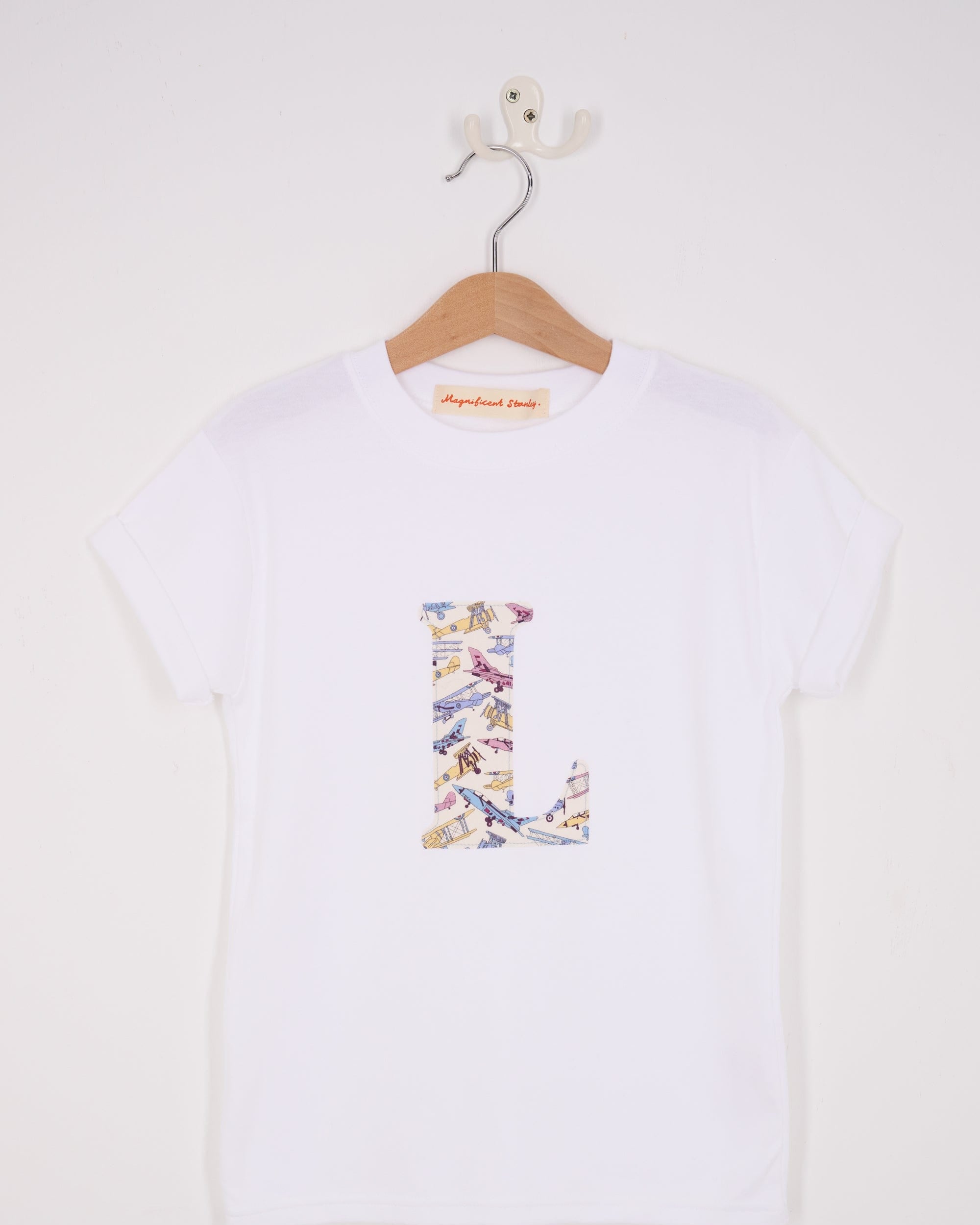 Magnificent Stanley Tee Personalised White T-Shirt in Tom's Jet Liberty Print