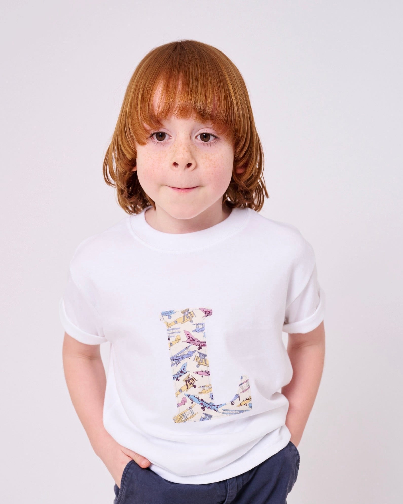 Magnificent Stanley Tee Personalised White T-Shirt in Tom's Jet Liberty Print