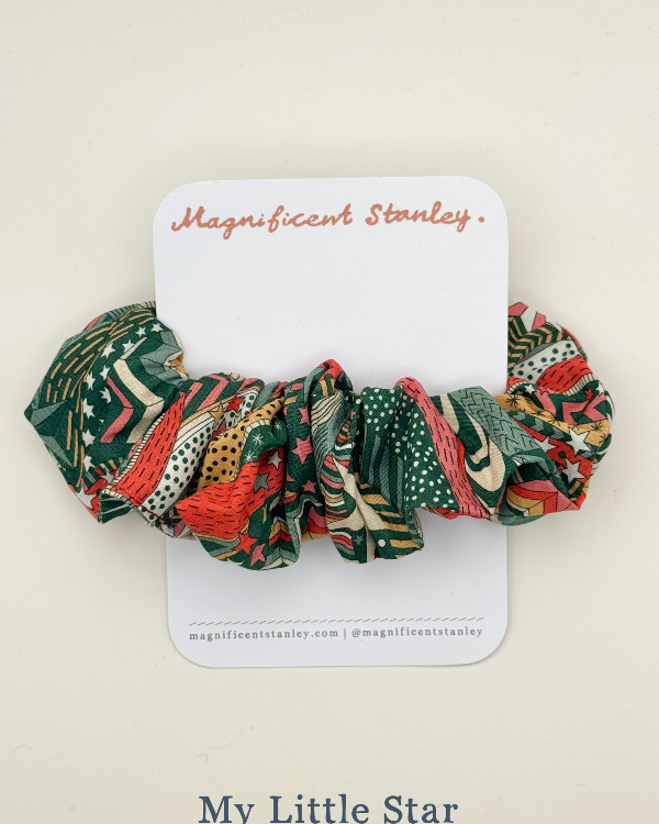 Magnificent Stanley Liberty print hair scrunchie in My Little star christmas print