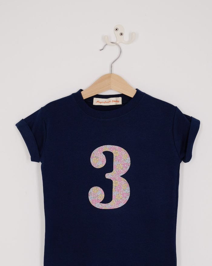 Magnificent Stanley Tee Number Navy T-Shirt in Sadie Rose Liberty Print