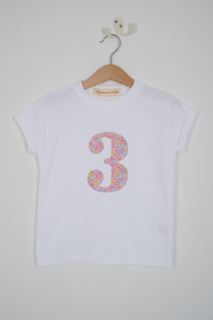 Magnificent Stanley Tee Number White T-Shirt in Sadie Rose Liberty Print
