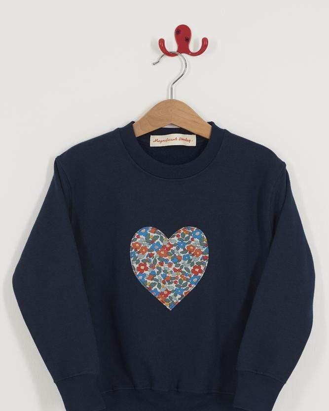 Magnificent Stanley sweatshirt Heart Grey or Navy Sweatshirt in Choice of Liberty Print