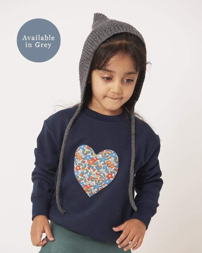 Magnificent Stanley sweatshirt Heart Grey or Navy Sweatshirt in Choice of Liberty Print