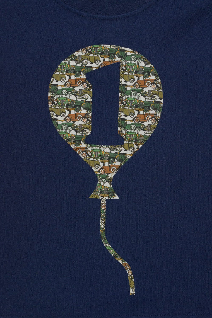 Magnificent Stanley sweatshirt Number Balloon Navy or Grey Sweatshirt in Choice of Liberty Print