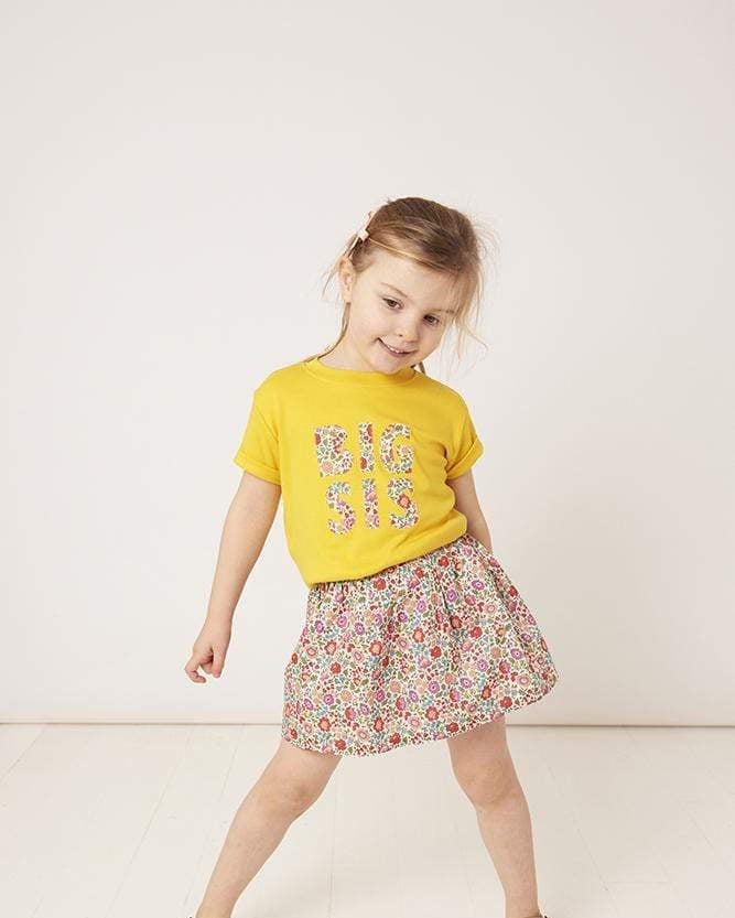 Magnificent Stanley Tee BIG SIS / BIG BRO Yellow T-Shirt in Choice of Liberty Print