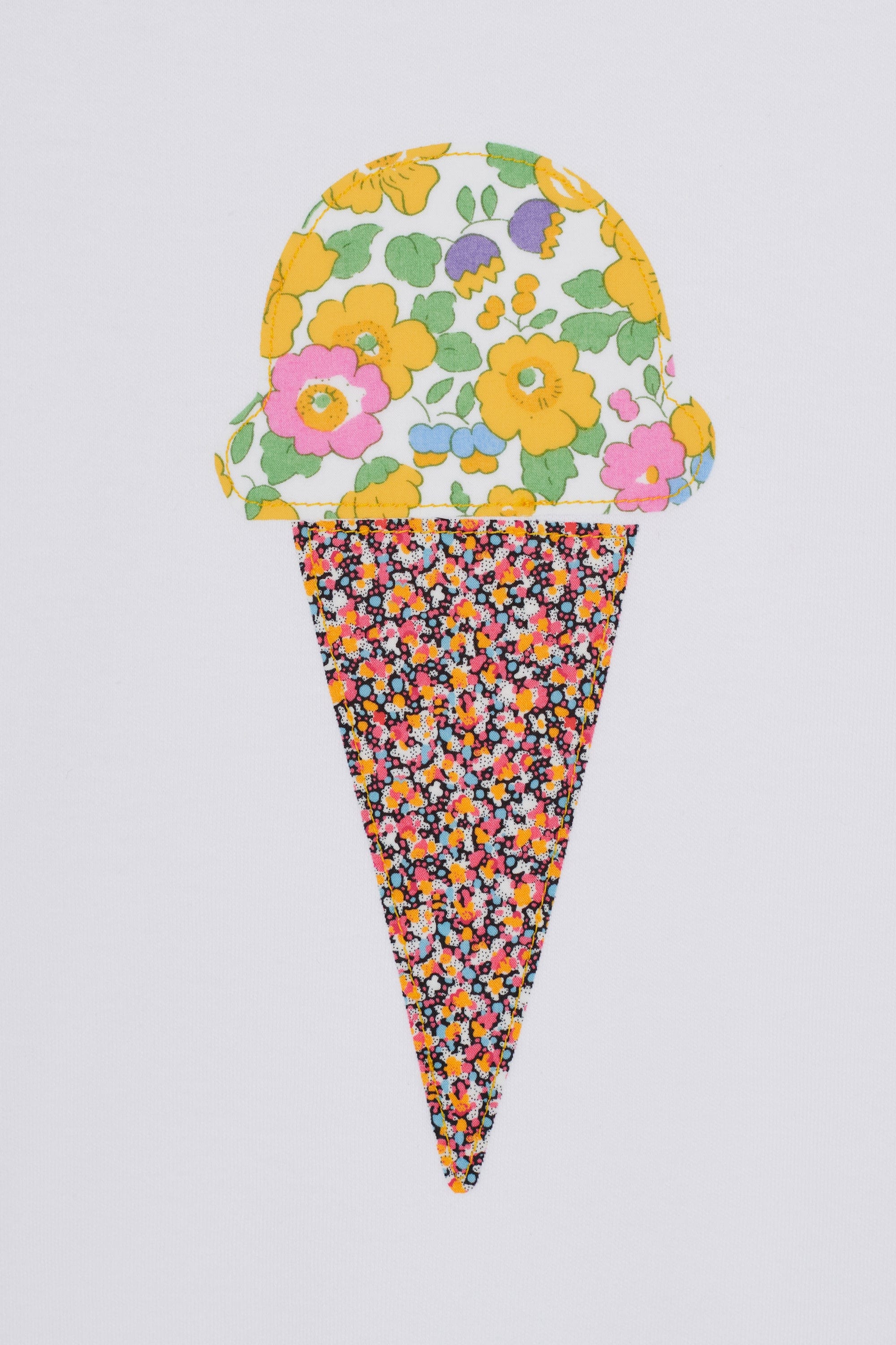 Magnificent Stanley Tee Ice Cream White T-Shirt in Betsy Yellow Liberty Print