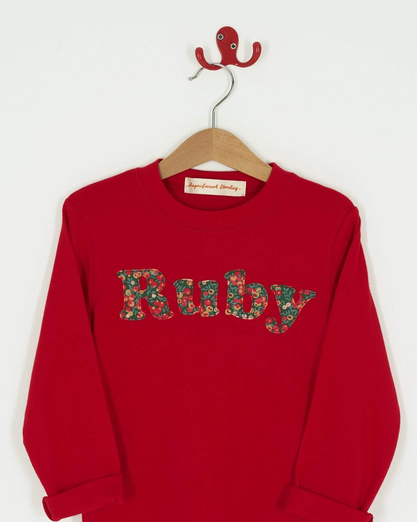 Magnificent Stanley Tee Lowercase Name Red T-Shirt in Choice of Liberty Print