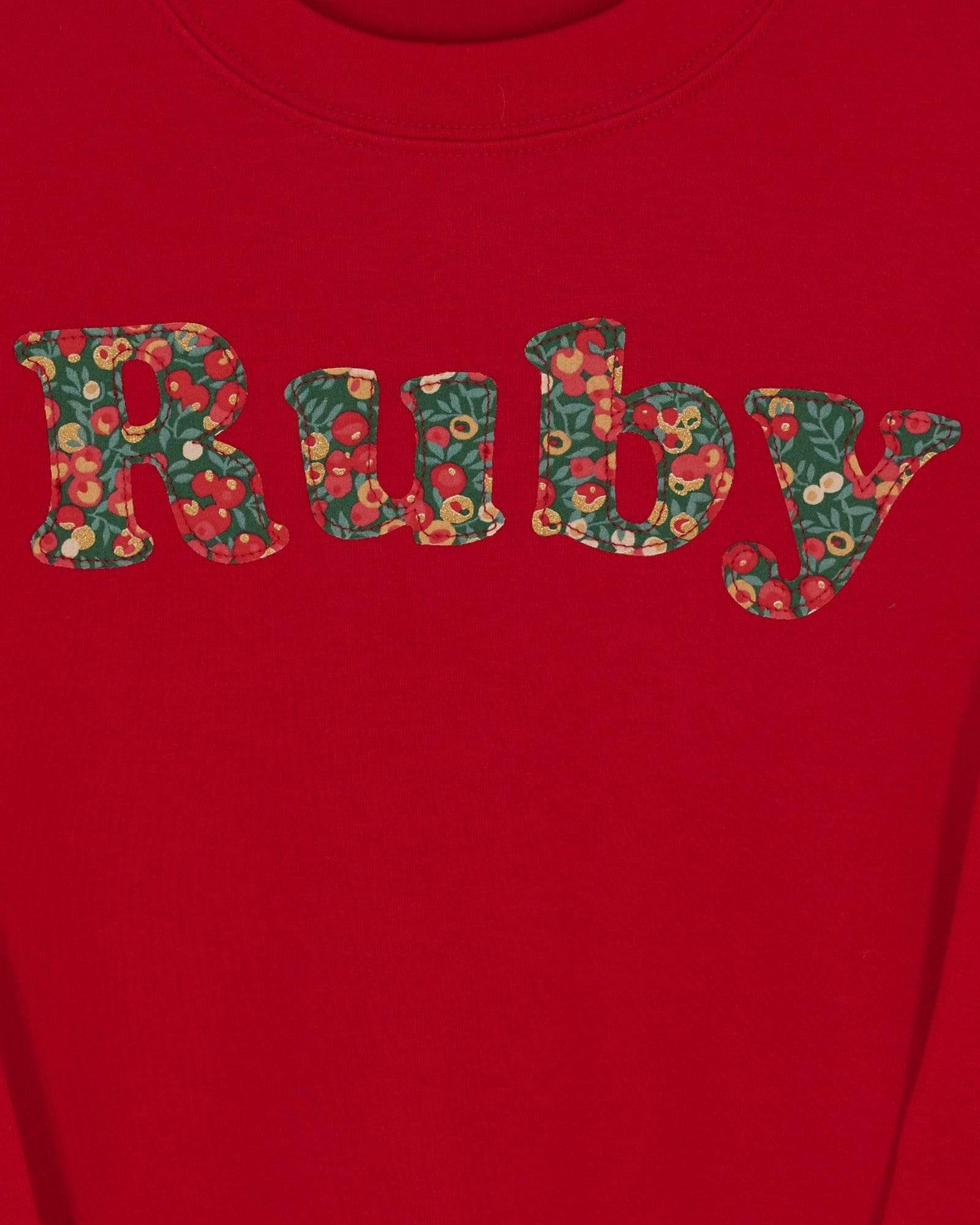 Magnificent Stanley Tee Lowercase Name Red T-Shirt in Choice of Liberty Print