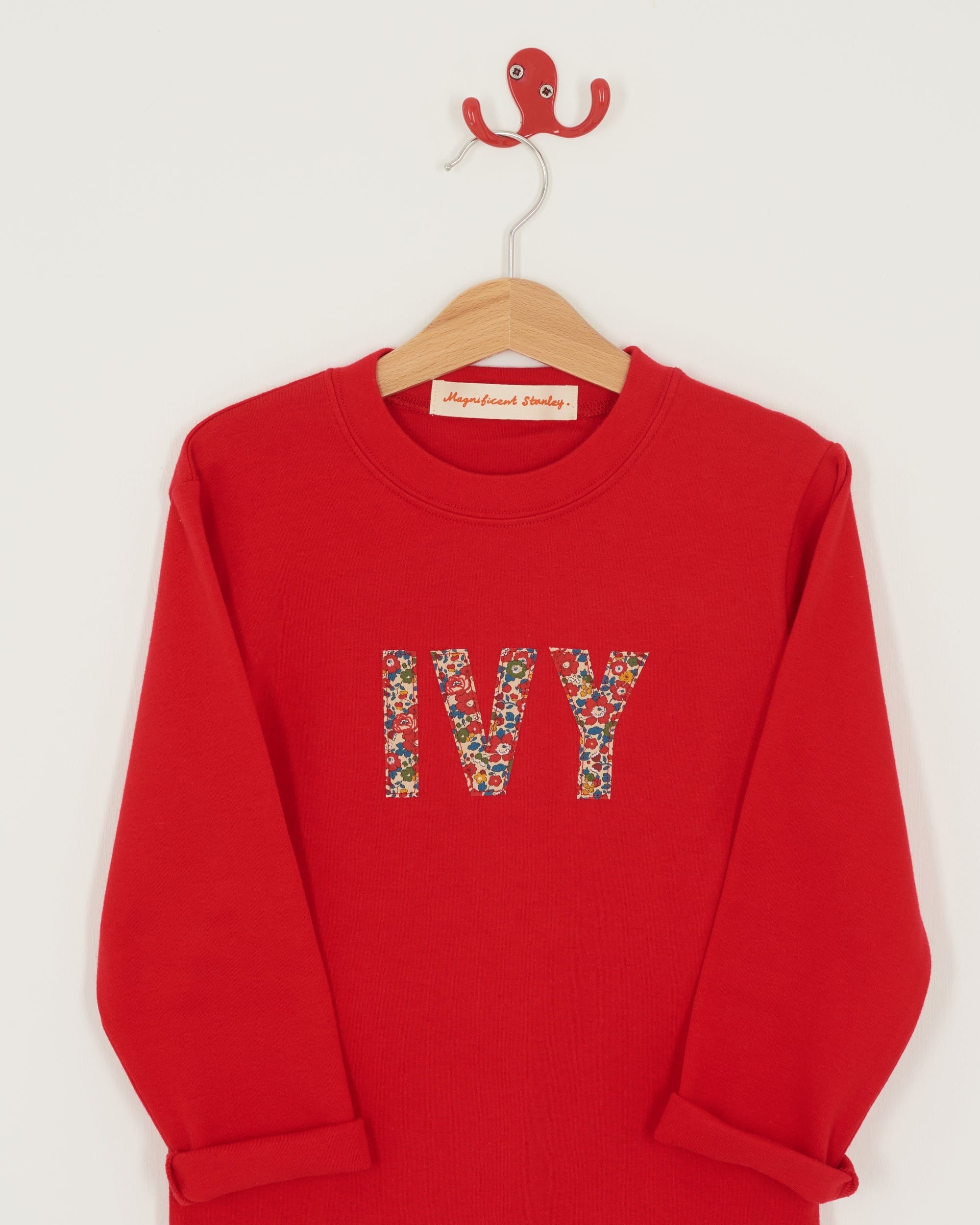Magnificent Stanley Tee Name Red Tee in Choice of Liberty Print
