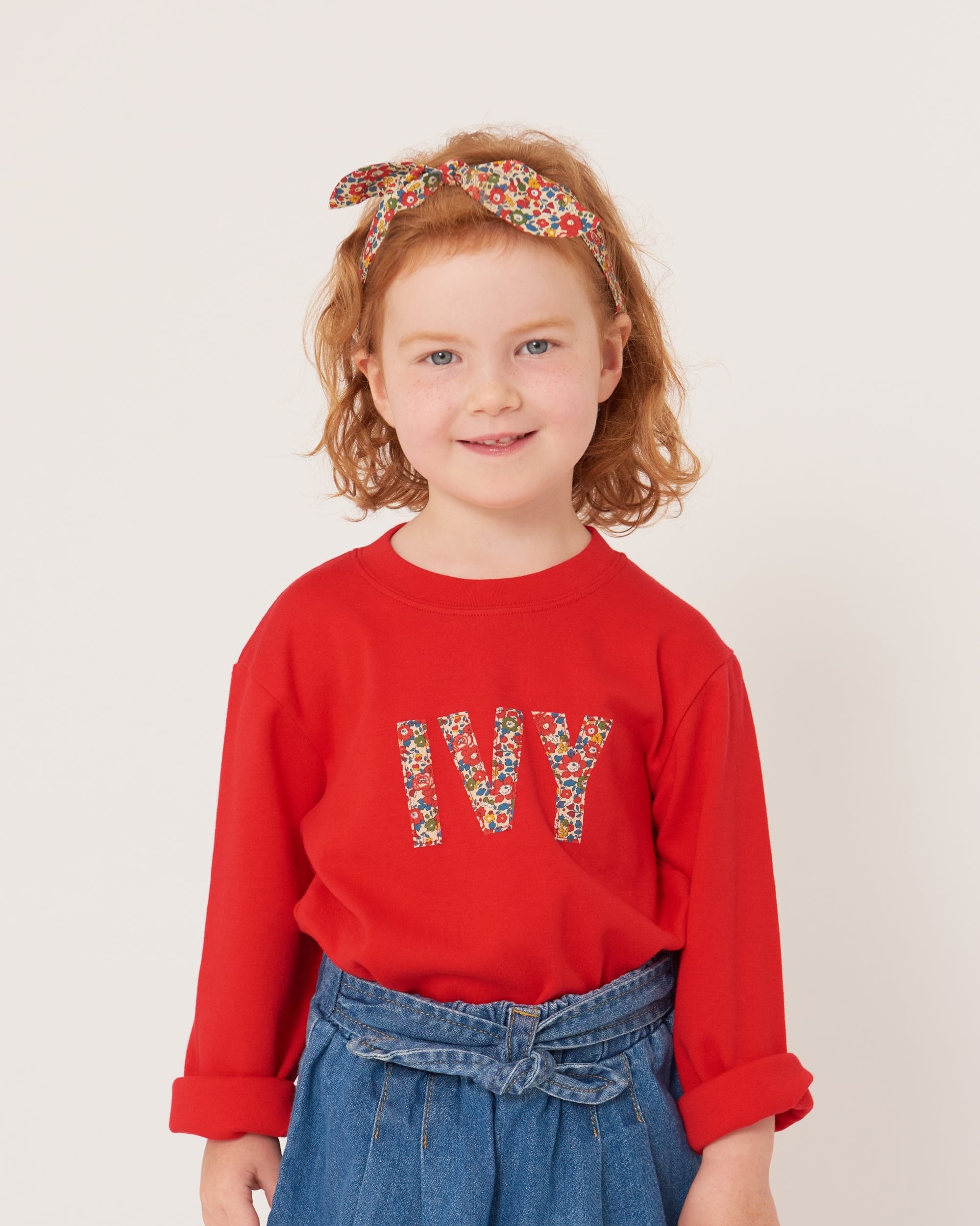 Magnificent Stanley Tee Name Red Tee in Choice of Liberty Print