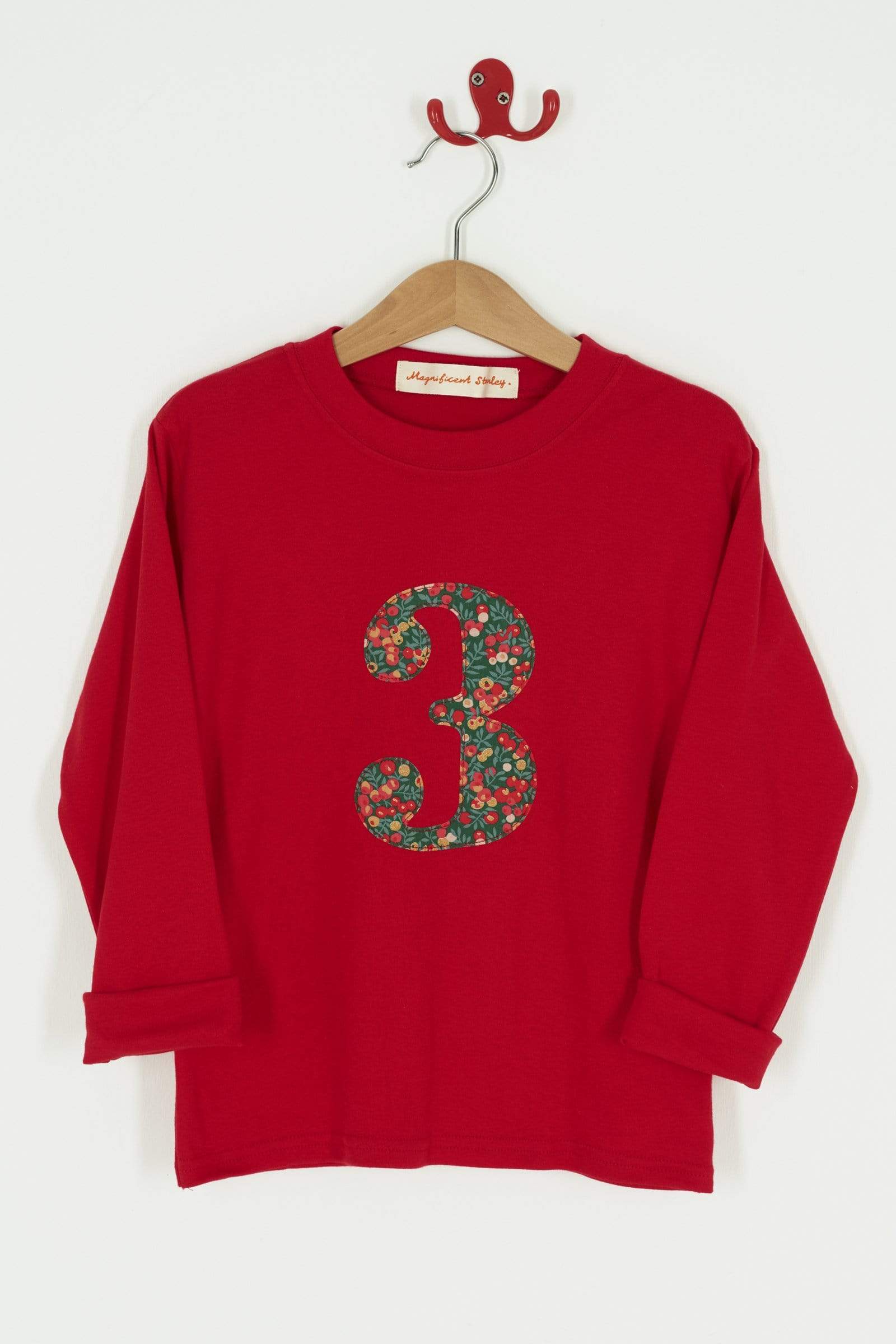 Magnificent Stanley Tee Number Red T-Shirt in Glitter Wiltshire Liberty Print