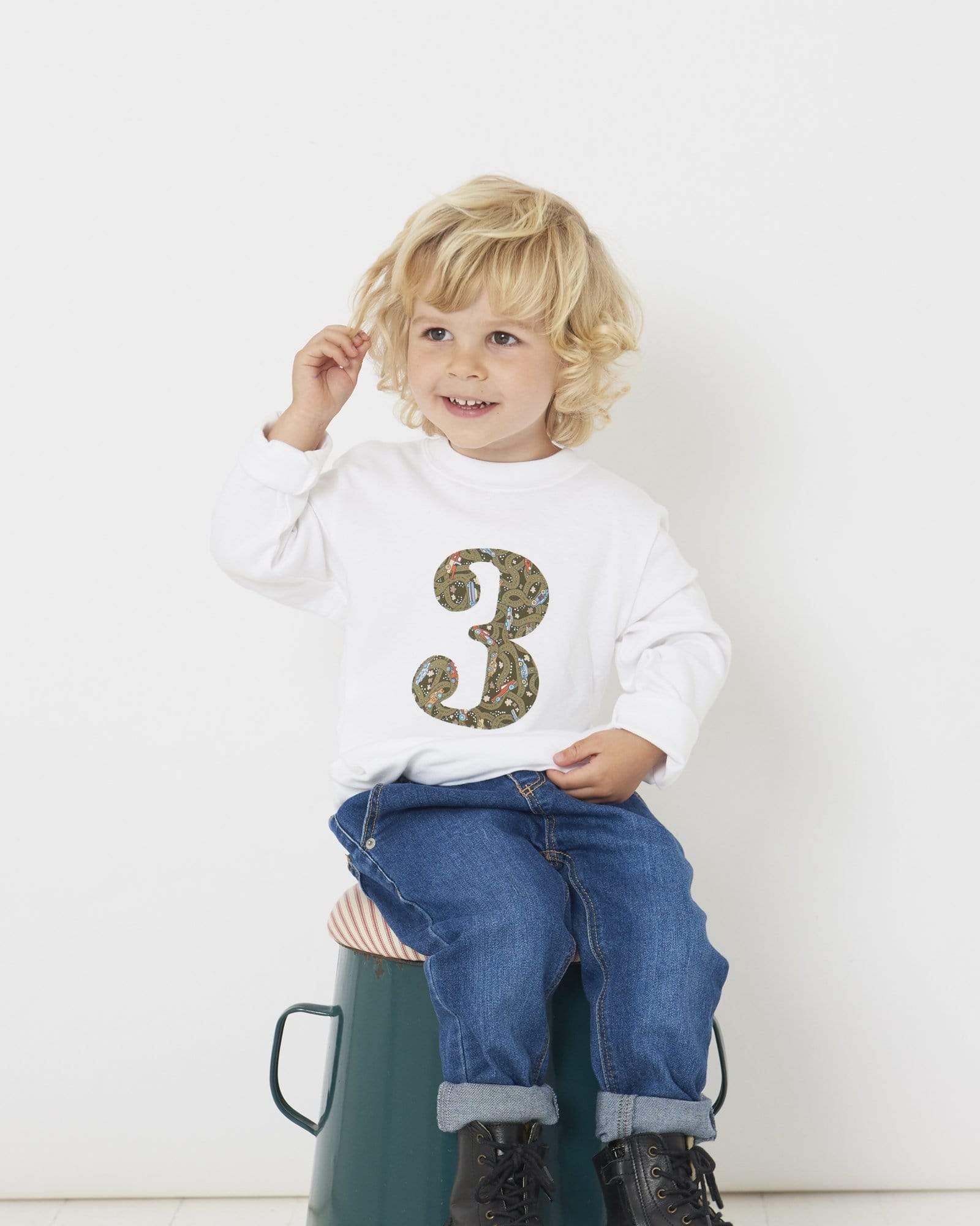 Magnificent Stanley Tee Number White T-Shirt in Hackney Road Green Liberty Print